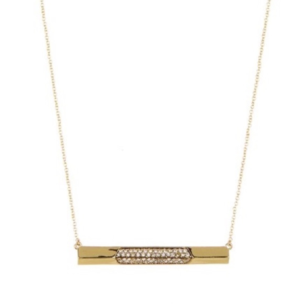 House of Harlow 1960 Pave Crystal Bar Necklace